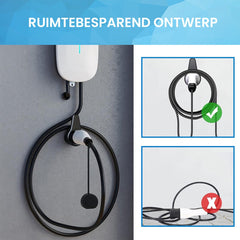 YONO Houder voor Oplaadkabel Elektrische Auto - Muur Bevestiging Oplader Type 2 - Zwart
