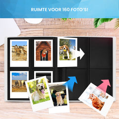 YONO Fotoalbum 160 voor Instant Camera Fotopapier - Fotoboek Geschikt voor Fujifilm Instax Mini 12 / 11 / 9 / 8 / 7s / 25 / 90 / Link / SP-2 / Liplay - Film Polaroid - Kodak - Square en Meer - Wit