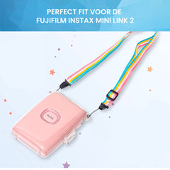 YONO Case geschikt voor Fujifilm Instax Mini Link 2 - Hoesje met Draagriem - Tasje - Beschermhoes - Transparant