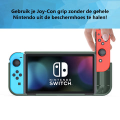 YONO Grip Case geschikt voor Nintendo Switch OLED - Ergonomische Console Hoesje met Game Card Opberging en Standaard - Beschermhoes Accessoires - Donkergroen
