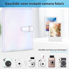 YONO Fotoalbum 128 voor Instant Camera Fotopapier - Fotoboek geschikt voor Fujifilm Instax Mini 12 / 11 / 9 / 8 / 7s / 25 / 90 / Link / SP-2 / Liplay - Film Polaroid - Kodak en Meer - Zilver