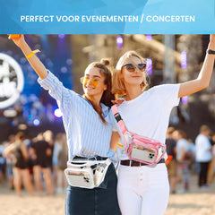 YONO Fanny Pack Doorzichtig - Heuptasje geschikt voor Festival / Reizen - Telefoontasje Crossbody - Buideltasje voor Dames en Heren - Lichtroze