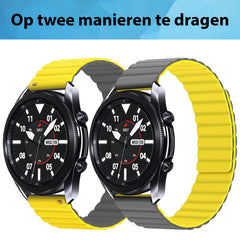 YONO Siliconen Link Bandje 22mm - Horlogebandje geschikt voor Samsung Galaxy Watch 46mm / 3 (45mm) / Gear s3 - Polar Vantage M2 / Grit X - Huawei Watch GT 3 (pro) / 2 - Amazfit GTR - Grijs / Geel
