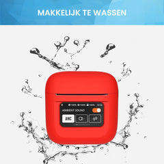 YONO Soft Case geschikt voor JBL Tour Pro 2 - Siliconen Draadloze Oordopjes Hoesje met Clip - Rood