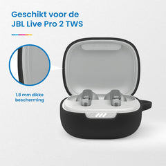 YONO Soft Case geschikt voor JBL Live Pro 2 TWS - Hoesje met Clip - Zwart