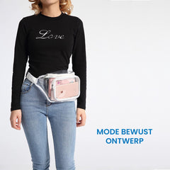 YONO Fanny Pack Doorzichtig - Heuptasje geschikt voor Festival / Reizen - Telefoontasje Crossbody - Buideltasje voor Dames en Heren - Wit