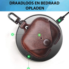 YONO Hoesje geschikt voor Airpods Pro 1 / 2 - Leer met Clip - Donkerbruin