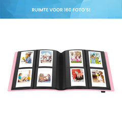YONO Fotoalbum 160 voor Instant Camera Fotopapier - Fotoboek Geschikt voor Fujifilm Instax Mini 12 / 11 / 9 / 8 / 7s / 25 / 90 / Link / SP-2 / Liplay - Film Polaroid - Kodak - Square en Meer - Roze