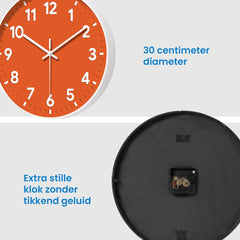 YONO Wandklok Modern - Stille Klok - 30 cm - Oranje