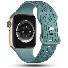 YONO Leopard Bandje geschikt voor Apple Watch - 45/44/42 mm - Siliconen Armband - Leisteen