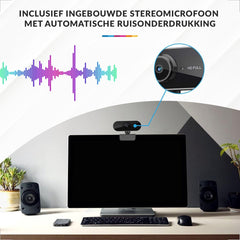 YONO Webcam voor PC met Microfoon - Streaming Camera - Full HD 1080P - Zwart