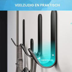 YONO Ophanghaken Zelfklevend - Plakhaakjes - Ophanghaakjes - Haak voor Wand / Muur / Deur - 5 Stuks - Zwart