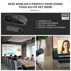 YONO Webcam voor PC met Microfoon - Streaming Camera - Full HD 1080P - Zwart