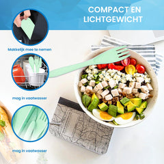 YONO Camping Bestek Set - Outdoor Eetgerei Meeneem Set - Reis Lepel, Vork en Mes - Lichtgroen