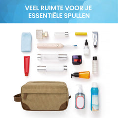 YONO Toilettas Heren - Travel Organizer Etui - Oxford Stof - Lichtbruin