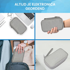 YONO Kabel Organiser Tas Small - Compacte Kabeltas - Opbergtas voor Elektronica en Accessoires - Etui Organizer Case - Lichtgrijs