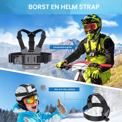 YONO Action Cam Accessoires Set XL - Geschikt voor GoPro Hero 8/9/10/11/12 - DJI Osmo Action 3/4 - Chest Mount / Stick / Case / Statief en meer - 70in1