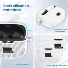 YONO Soft Case geschikt voor JBL Tune 230 NC TWS / T230NC - Hoesje met Clip - Wit