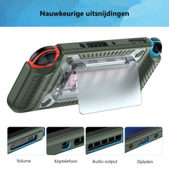 YONO Grip Case geschikt voor Nintendo Switch OLED - Ergonomische Console Hoesje met Game Card Opberging en Standaard - Beschermhoes Accessoires - Donkergroen