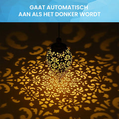 YONO Oosterse Lantaarn Hangend - Solar Tuinverlichting op Zonne Energie - LED Buiten Verlichting met Sensor - Tuinlantaarn Waterdicht - Metaal