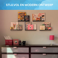 YONO LP Houder aan de Muur XL - Premium Display en Opbergsysteem - Platenhouder - Platenrek - Vinyl Houder - 6 Stuks - Zwart