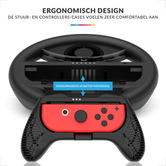 YONO Accessoires Grip Set geschikt voor Nintendo Switch Joy Con - Stuur en Controller Houder - Zwart