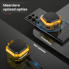 YONO Armor Hard Case geschikt voor Samsung Galaxy Buds 2 Pro (2022) - Galaxy Buds Pro (2021) - Galaxy Buds 2 (2021) - Galaxy Buds Live (2020) - Hoesje met Lock en Clip - Geel