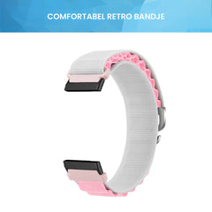YONO Nylon Loop Bandje geschikt voor Fitbit Versa 4 / Sense 2 - Wit / Roze
