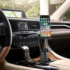 YONO Telefoonhouder voor Auto - Bevestiging in Bekerhouder - Smartphone en Tablet Houder - Verlengbaar en 360 Graden Draaibaar - Zwart