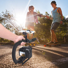 YONO Stabilisator Statief Handheld voor Camera en Accessoires - Professionele Stabilizer Handheld Beugel geschikt voor Actioncam / Smartphone / Videorecorder / Vlog / Youtube / Tiktok / Lamp / Microfoon - Zwart