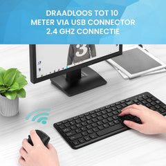 YONO Ergonomische Muis Linkshandig – Verticale Laptop en Computermuis – Draadloos met USB Connector - Zwart