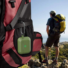 YONO Siliconen Hoesje geschikt voor Apple Airpods Pro 1 / 2 - Met Clip - Leger Groen