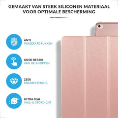 YONO Hoes geschikt voor iPad 2017 / 2018 - Air 1 / 2 - 9.7 Inch - Flip Case - Tri Fold Tablet Hoesje – Rose Gold