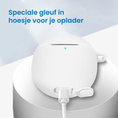 YONO Hoesje geschikt voor Google Pixel Buds Pro (2022) - Siliconen Draadloze Oordopjes Case met Clip – Wit