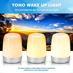 YONO Wake Up Light – Slaapwekker – Nachtlamp – Lichtwekker met Natuurlijke Geluiden - Digitale Wekker Slaapkamer