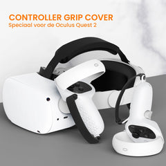 YONO Grip Case met Strap geschikt voor Oculus Quest 2 Touch Controller - Siliconen Bescherming Cover Accessoires Meta Quest 2 - 2 Stuks - Wit