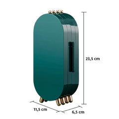 YONO Compacte Sieradenhouder met Spiegel - Sieraden Display Organizer - Oorbellen Standaard - Oorbellenrekje - Ketting Houder - Sieradendoosje - Donkergroen