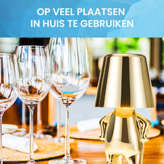 YONO Decoratieve Tafellamp Oplaadbaar - Nachtlampje Slaapkamer - Bureaulamp Woonkamer - Woondecoratie Beelden en Figuren - Wat - Goud