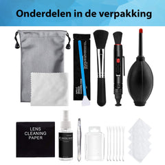 YONO Professionele Camera Schoonmaakset - Cleaning Kit - Lens en Sensor Reiniging Set - Lenspen - Blaasbalg - Microvezeldoekjes - Swabs - 18in1