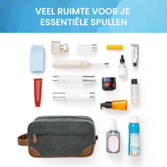 YONO Toilettas Heren - Travel Organizer Etui - Oxford Stof - Donkergrijs
