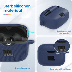 YONO Soft Case geschikt voor JBL Tune 230 NC TWS / T230NC - Hoesje met Clip - Donkerblauw