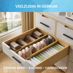 YONO Lade Verdeler Verstelbaar XL - Organizer Uitschuifbaar - Set van 4 - Bamboe