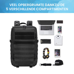 YONO Tactical Backpack Militaire Rugzak - Tactische Wandelrugzak Leger - 45L - Zwart