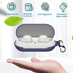 YONO Soft Case geschikt voor Sony WF-C700N - Hoesje met Clip - Blauw