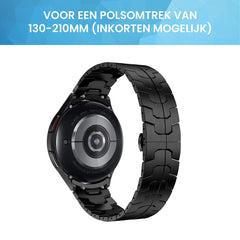 YONO Stalen Vlinder Bandje 20mm - Horlogebandje geschikt voor Samsung Galaxy Watch 7/6/5/4 (40/43/44/47mm Classic & Pro) - Zwart