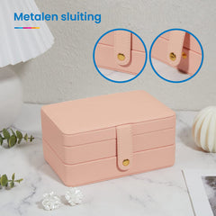 YONO Sieradendoosje - Doos voor Juwelen / Ringen / Kettingen / Oorbellen / Armbanden - Sieraden Organizer - Houder en Opberger - Opbergsysteem - Roze