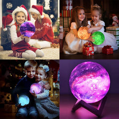 YONO Galaxy Maanlamp Draadloos - Tafellamp met LED Verlichting - Moon Planeet Lamp - Kinderkamer - Slaapkamer - 18cm