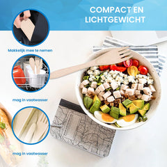 YONO Camping Bestek Set - Outdoor Eetgerei Meeneem Set - Reis Lepel, Vork en Mes - Beige