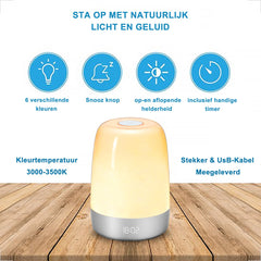 YONO Wake Up Light – Slaapwekker – Nachtlamp – Lichtwekker met Natuurlijke Geluiden - Digitale Wekker Slaapkamer