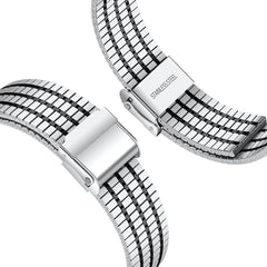YONO Miami Schakel Bandje 22mm - Horlogebandje geschikt voor Samsung Galaxy Watch 46mm / 3 (45mm) / Gear s3 - Polar Vantage M2 / Grit X - Huawei Watch GT 3 (pro) / 2 - Amazfit GTR - Zilver / Zwart